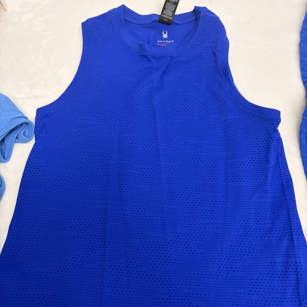 Mens Athletic Tank Top Bundle Hurley & Spyder Blue Med Surf Beach Gym Activewear